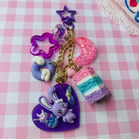 Kawaii Bunny cake sweets bag charm purse keychain fairy kei cute - Picture 1 of 4